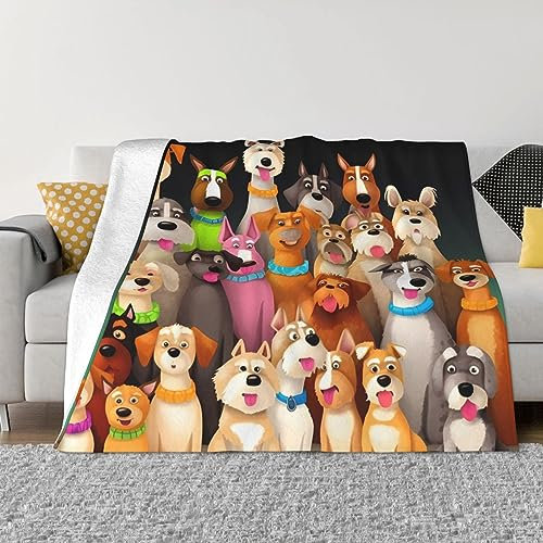 Kururi Decke mit Hundemotiv, atmungsaktiv, leicht, Fleece, Überwurf, Decke für Schlafzimmer, Sofas, Camping, Kino, Büro, 101,6 x 76,2 cm