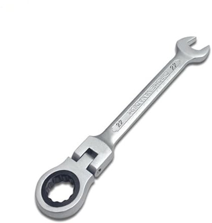 Leliafleury 22mm Flex-Head Ratchet Spanner Fully Polished Chrome Vanadium Wrench Flexible Ratchet Combination Spanner for Pipeline, Bicycle Repair and Home Maintenance