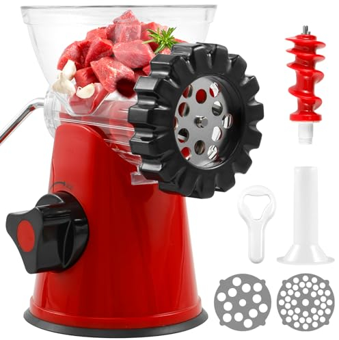 Manual Meat Grinder with Hand Crank, 10.7×18×9.5cm Food Grade Sausage Maker Fast Cutting & Easy Cleaning Manual Multifunctional Meat Mincer Machine Sausage Stuffing Machine for Home Use