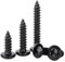 MOOPW Round Head Wood Screws - Stainless Steel 304 Black Zinc Plated Self Tapping Screws Cross Pan Head Pointed Tail Drilling Screw M3 x 30mm 50 Pcs