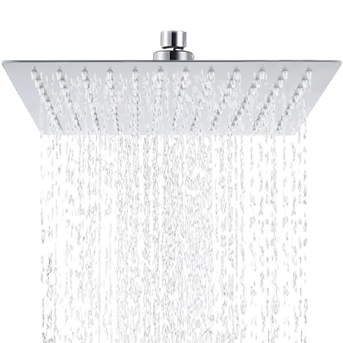 Duschkopf Regendusche (200 * 200 mm), Yapwiki Regenbrause Duschkopf Edelstahl Kopfbrause Duschkopf mit Anti-Kalk-Düsen, Quadratisch Regenduschkopf Wassersparend Regendusche Brausekopf für Bad