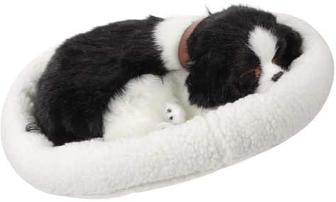 ABOOFAN Schlafender Hund Auf Pad-Puppenspielzeug Realistische Border-Collie-Welpen-Spielzeugdekoration Simulation Schlafender Hund Kinder-Stofftier Büro-Schreibtisch-Handspielzeug