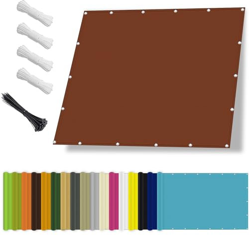 Sonnensegel wasserdicht 5x6M,Sonnenschutz- und Wetterschutz-Markise, UV-Schutz Schattiernetz mit Ösen und Kordel für Garten und Terrasse-Rostrot