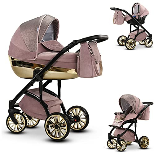 Kinderwagen-Set 4 in 1 Vip Lux inkl. Sportsitz und Autositz - 12 Teile - in 18 Farben