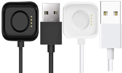 Compatible for OnePlus Watch 3 Charger, Blueshaweu USB Charging Cilp Dock Replacement Charging Compatible with OnePlus Watch 3, 2, 2R Smartwatch (2 Pack-Black+White)