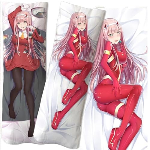 Xingbiyou Seitenschläfer Kissenbezug 150x50cm,Darling in The FRANXX Zero Two Cosplay Atmungsaktiver Kissenbezug Pfirsichhaut Velour mit Reißverschluss (B)