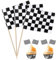 Xsstarmi 100 Pack Mini Checkered Flag Cupcake Toppers Checkered Racing Flag Toothpicks Race Flags Finish Line Cupcake Food Picks for Race Car Themed Baby Shower Birthday Party Cake Decorations