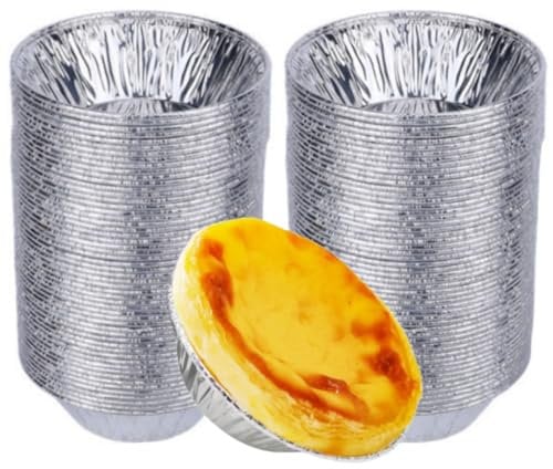 MEETOZ 100 pcs Foil Trays Muffin Cases Foil Bun Cases Tin Foils Trays Foil Pie Trays Cake Tins Mini Egg Tart Cases Supplies for Baking