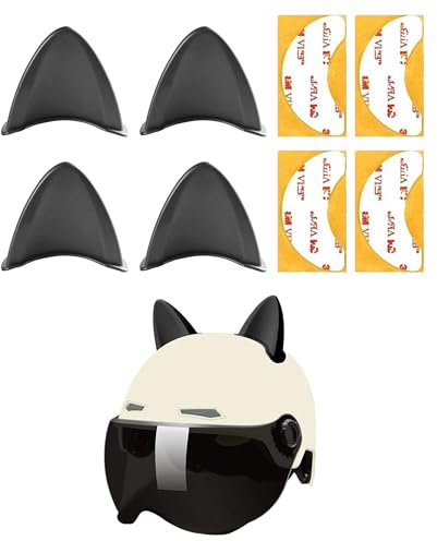 Flaconi 4PCS Motorradhelm Deko,Helm Ohren,Motorradhelm Katzenohren,Motorradhelm Dekorative Ohren,Katzenohren Motorradhelm Dekorative,Katzenohren Eckdekoration Für Fahrradhelm,Motorradhelm (Schwarz)