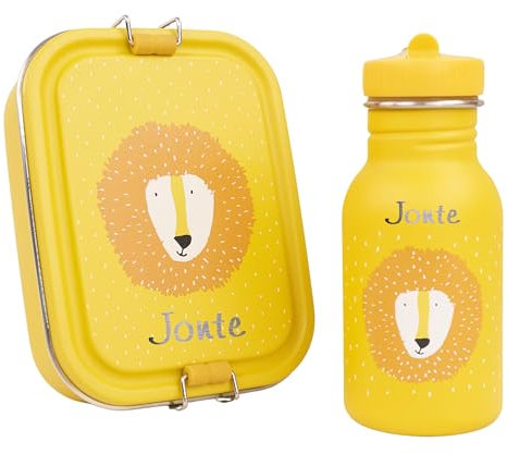 upstitch studio Boîte à déjeuner pour maternelle avec bouteille d'eau pour enfant, personnalisable, pour la rentrée de la maternelle, kitastart (lion)