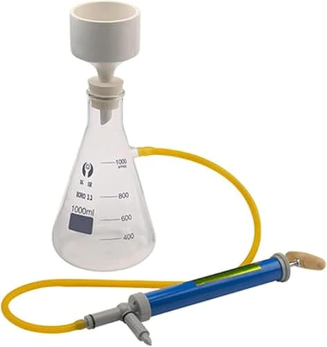 Aparato de filtración al vacío de Laboratorio, Equipo de destilación al vacío con Bomba Manual con Embudo y Bomba Kit de Filtro de succión de Vidrio Kit de cristalería de Laboratorio de quím
