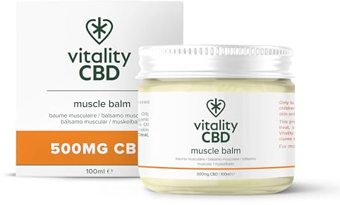 Vitality CBD Muscle Balm, High Strength 500mg of CBD, Natural, 100 ml - Improved Formula, NO THC