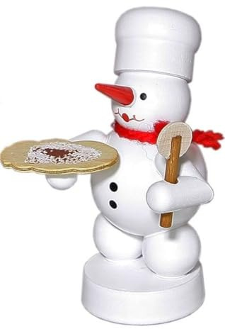 Rudolphs Schatzkiste Winterdekoration Bäcker Schneemann mit Pizza Höhe 8cm NEU Schneemensch Holzfigur Weihnachtsfigur