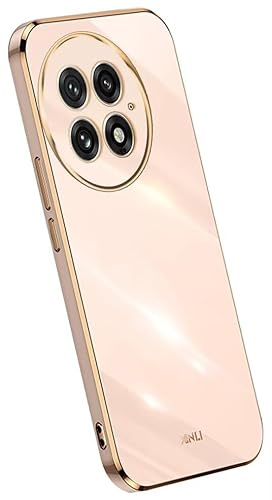 RankOne Phone Coque Convient à OnePlus 13 5G (6.82 inches), Étui de Téléphone Portable en Silicone avec Cadre de Galvanoplastie - Rose