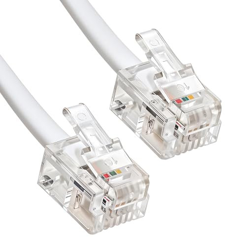 RJ11 Cable for Landline Telephone, Router, Modem to Phone Socket/Microfilter - ADSL Internet for BT/Talk Talk/Sky Broadband/Plusnet/Vodafone - White (3M)