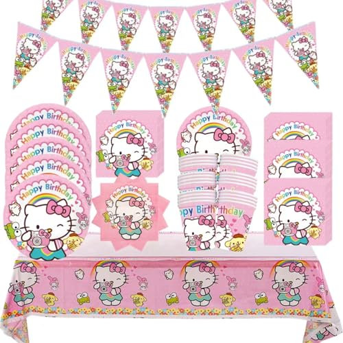 62 pezzi di decorazione per il compleanno, stoviglie per feste di compleanno per bambini, decorazione per feste contiene 20 piatti, 20 asciugamani, 20 tovaglioli, 1 bandierina, 1 tovaglia.