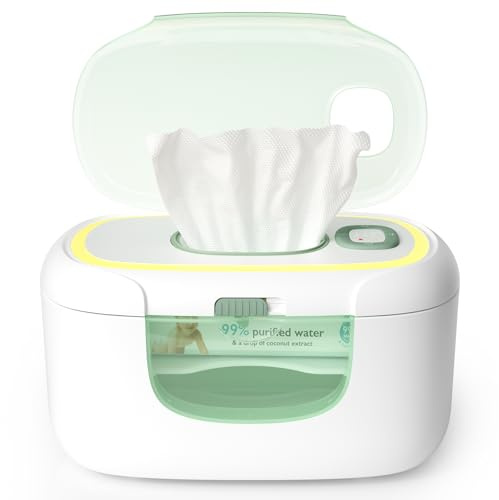 Momcozy Lot de 100 distributeurs de lingettes pour bébé de grande capacité, chauffage rapide de 10 minutes avec 4 modes de température, design innovant à ressort, silicone et joints supérieurs