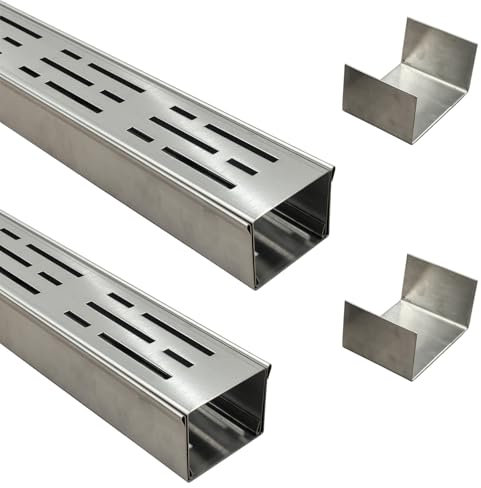 SXSJMY Piccolo Canaletta Scolo Acqua Piovana Acciaio Inox 304, Largo 7 cm, Lungo 2 m - Canalina Lineare per Terrazza, Piscina, Marciapiede - Kit con Griglia di Scolo e Connettore