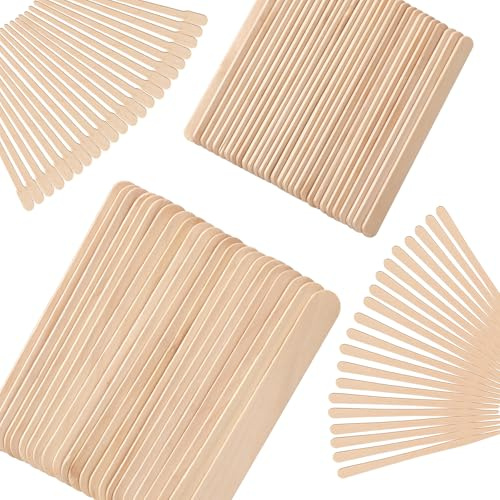 Lot de 500 bâtons d'épilation à la cire, 4 formes et tailles de bâtons applicateurs en bois pour épilation du corps, des jambes, du visage ou des projets d'artisanat
