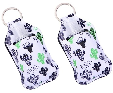 GANAZONO 3 Stück 30ml Neopren Schlüsselanhänger mit Klappverschluss Nachfüllbare Handseifen Flaschen mit Kaktusmotiv Tragbar für Lotion Seife Reisen