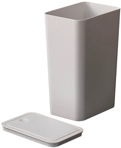 VALICLUD Poubelle Rectangulaire 30 L en Plastique Blanc avec Couvercle | Cuisine, Chambre et Bureau, Format Étroit, Usage Intérieur, Style Moderne, Maison et Pièce Calme