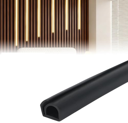 Cable Trunking for Acoustic Panels, 12x12mm Flexible Cable Cover Self Adhesive Wire Hider Cable Management for Wall TV Home Office Studio (Black, 5M)