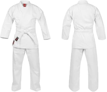 Angry Ape Deshi Kids Karate Suit 8oz 100% Cotton Gi White with FREE White Belt (130cm)