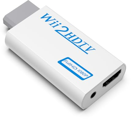 Mugust Wii HDMI Adapter Video Wii auf HDMI & 3.5mm für Audio, Wii HDTV Unterstützt alle Wii Display Modi: NTSC, 480i, 480p, PAL 576i, 720p, 1080p Wii Adapter (1)