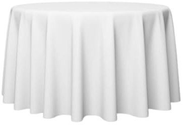 Gastro Uzal Damast Tischdecke Größe wählbar - Gastro Edition Weiss Rund 240 cm Sanforisiert Tischdecke aus 100% Baumwolle