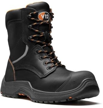 Avenger IGS S3 Safety Boots for Men – Lace & Zip Side Hi-Leg Work Boots – Non-Metallic, Lightweight, Slip Resistant, Waterproof and Breathable – Men’s Work and Utility Footwear, Black, Size UK 10