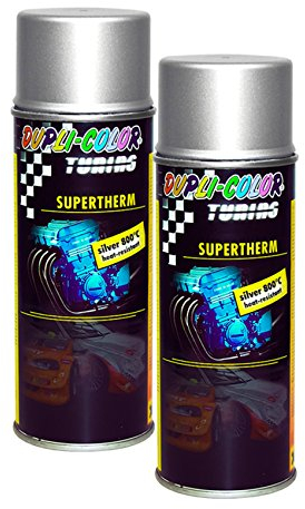 2x DUPLI COLOR SUPERTHERM SILBER SPEZIAL LACKSPRAY HITZEBEANSPRUCHTE GEGENSTÄNDE