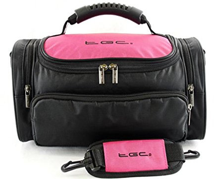 TGC ® Large Camera Case for Panasonic Lumix DC-FZ80, DC-FZ82 Plus Accessories (Hot Pink & Black)