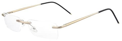 Edison & King Randlose Lesebrille Clarity – EIN Schmuckstück mit Premiumgläsern inkl, Blaufilter (Gold, +1,50 dpt)