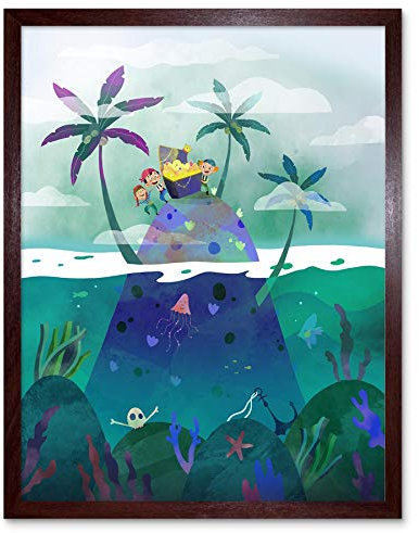 Wee Blue Coo Piratenschatz Kunstplakat Gerahmter Druck 30x40 cm