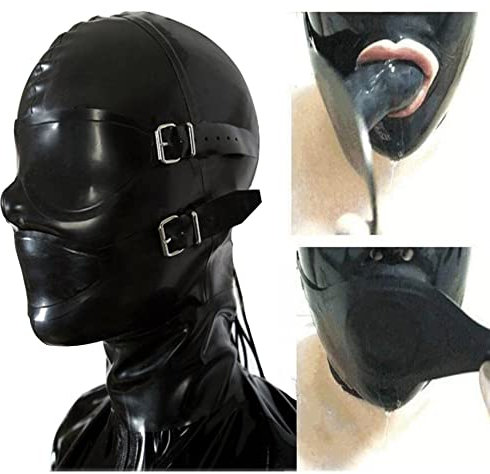 MFMYEE Latex maske Gummi SM Fetisch Dildo Penis Plug Bondage Maske-Rollenspielmaske(M)