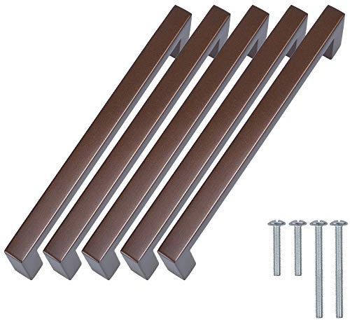Stahlia Möbelgriffe Braun 128mm Lochabstand (5 Stück) Schrankgriffe Edelstahl Küchengriffe Schubladengriffe Griffe Möbel Griffe für Küchenschränke