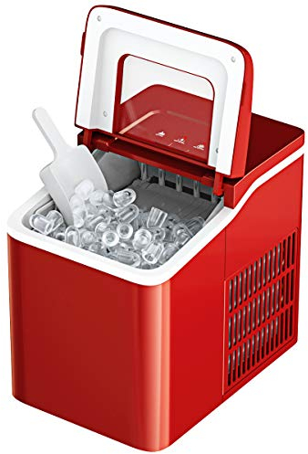 GOPLUS Machine à Glaçons, Capacité 12KG en 24H, 9 Glaçons en 8 Minutes, Réservoir 1,6L, Automatique Électrique Compact Portable, Fonction Auto-Nettoyage, Rouge