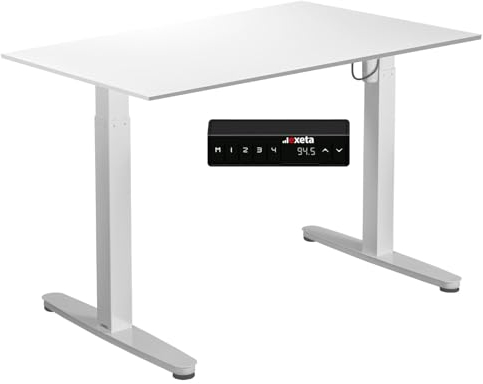 Exeta ergoEASY höhenverstellbarer Schreibtisch elektrisch 100-160cm inkl. Platte I Schreibtisch Gestell höhenverstellbar in weiß mit Motor I Tisch höhenverstellbar mit 2-Fach-Teleskop