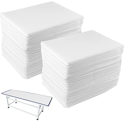 DEAYOU 40 Stück Massagetücher, Einweg-Spa-Bettbezug, Tischtücher für Schönheitssalon, Hotels, Tattoos, PE-Vliesstoff, ölwasserdicht, 80 x 170 cm, Weiß