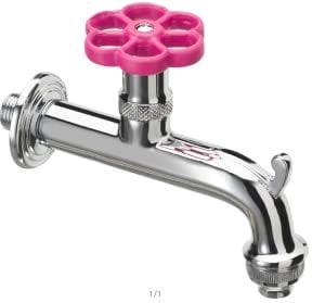 Robinet pour fontaine de jardin en laiton chromé avec virole de couleur Belfer RUB/018 Cyclamen