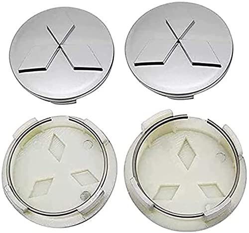 MBNEHHJ 4 Stück Nabenkappen Radnabendeckel für Mitsubishi ASX/Outlander/Lancer/Pajero/Eclipse, Staubdicht Rostfrei Felgenkappen Zierdeckel, Austauschbar Wagen Außen Dekorative Accessoires