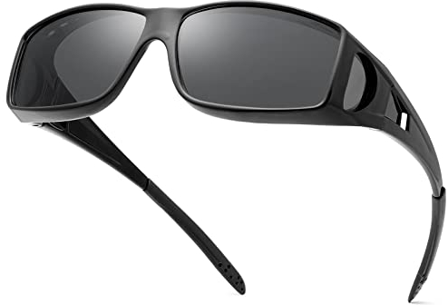 Rundum-Sonnenbrille, polarisierte Gläser, über Korrektionsbrillen zu tragen, passt über normale Brillen, UV400-Schutz übergroßer Schild, Sicherheitsfahrbrille, blendfreie Brillen für Männer und Frauen