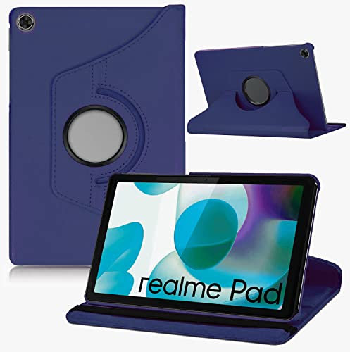 Dlahaby Custodia per Realme Pad 10,4 Pollici, Rotazione di 360 Gradi in Pelle PU con Supporto Cover per Realme Pad 10,4 Pollici Tablet,Blu Scuro