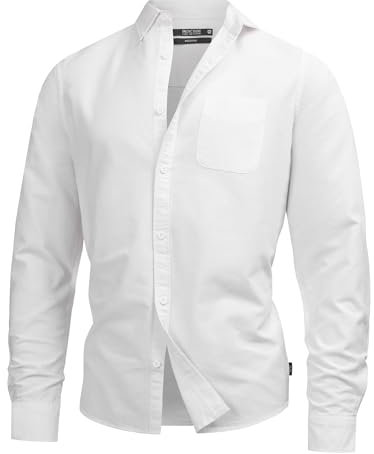 Indicode Herren Kepner Hemd mit Brust-Tasche aus Baumwolle | Herrenhemd für Männer Offwhite, L