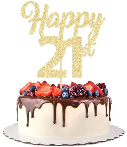 3 Stück Happy 21st Cake Toppers Gold Glitter Nummer 21 Kuchen Picks Twenty One Birthday Cake Decorations for Cheers to 21 Years Old 21st Birthday Wedding Anniversary Party Supplies