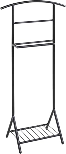 HAKU Herrendiener mit Schuhablage für Schlafzimmer und Bad Stummer Diener Kleiderbutler schwarz Metall - B 45 x H 101 x T 26 cm, Style: Modern