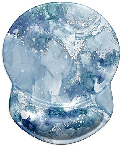 ITNRSIIET Mauspad, ergonomisches Mauspad mit Gel-Handgelenkauflage, Gaming-Mauspad mit Lycra-Tuch, rutschfeste PU-Unterseite für Computer Laptop Zuhause Büro und Reisen,Blaue abstrakte Murmel