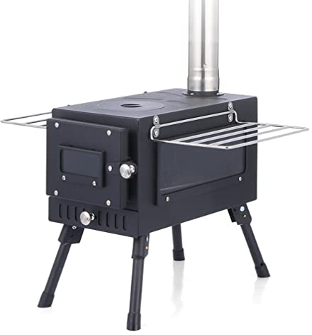Estufa de Carpa Portátil,Estufa de Camping Plegable,Estufa de Leña Plegable Incluye Tubería de Acero Inoxidable de Chimenea,Material de Acero Laminado en Frío,Estufa de Calefacción al Aire Libre