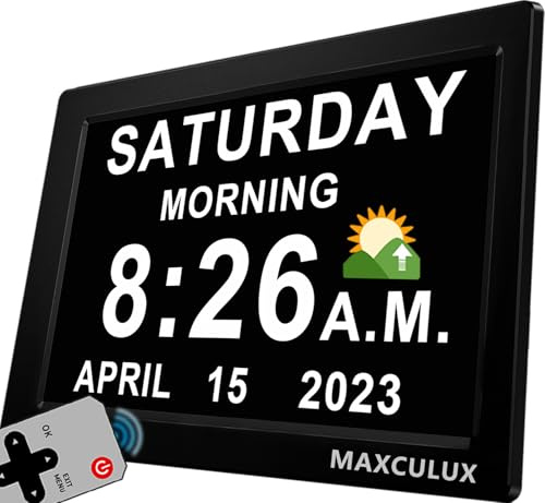 【Upgraded】27 Alarms Digital Talking Clock with Day and Date, Custom Reminders, 1280*800p HD Dsiplay, 10-Levels Dimmer, Auto DST, Sleep Trainer for Elderly Dementia, Voice-Talking with Remote