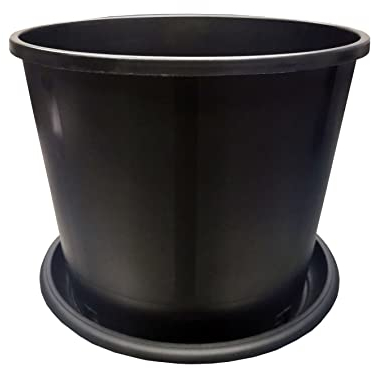 Pot de fleurs rond en plastique noir - 4, 12, 19 litres (12 l)